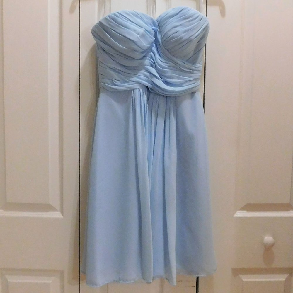 Bill Levkoff Chiffon Ruched Top Dress Blue